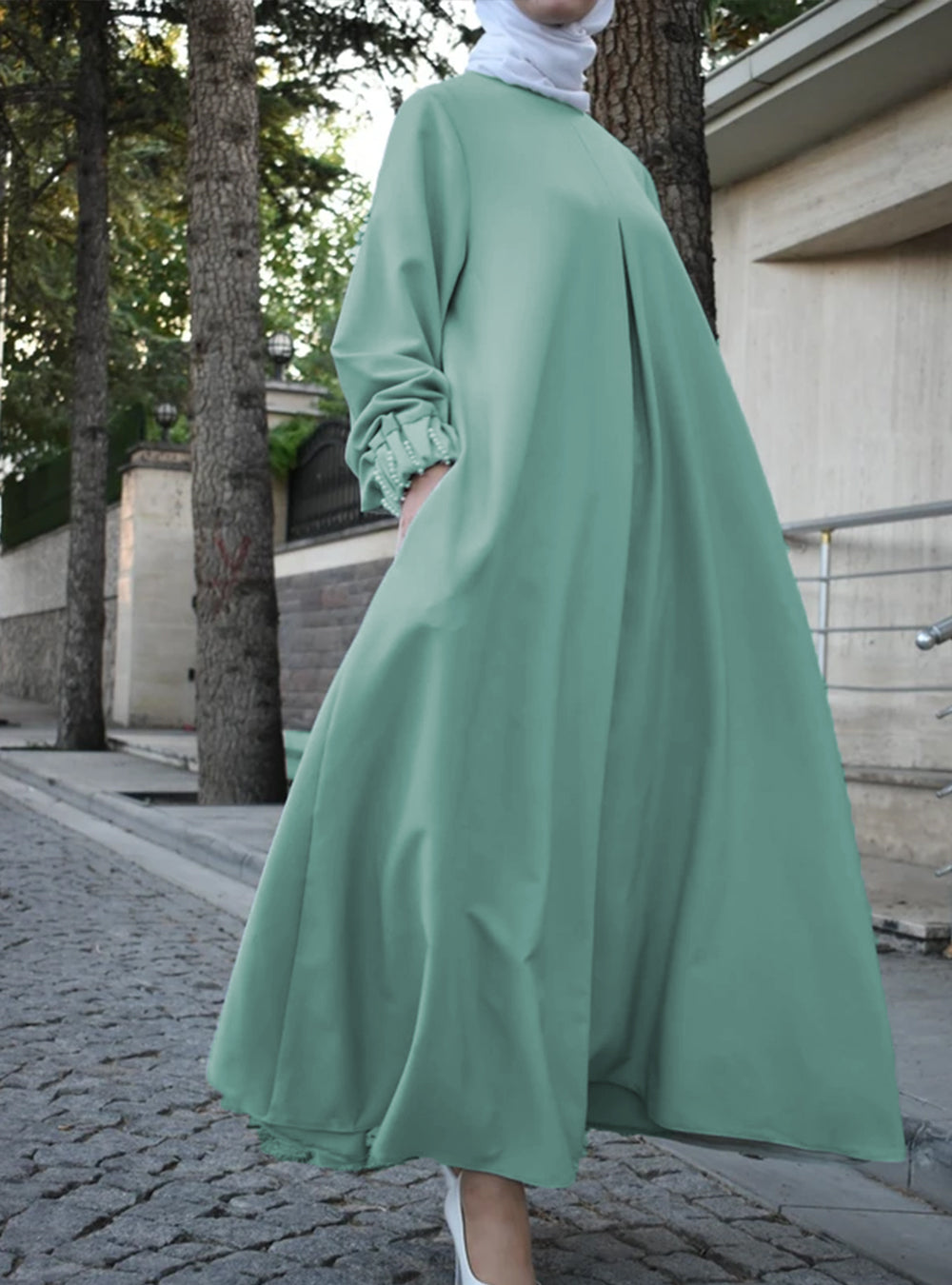 Pearl cuff Umbrella Abaya - TwinkleLand