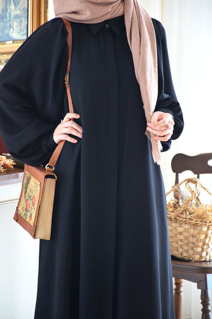 Collar Zipper Abaya - TwinkleLand