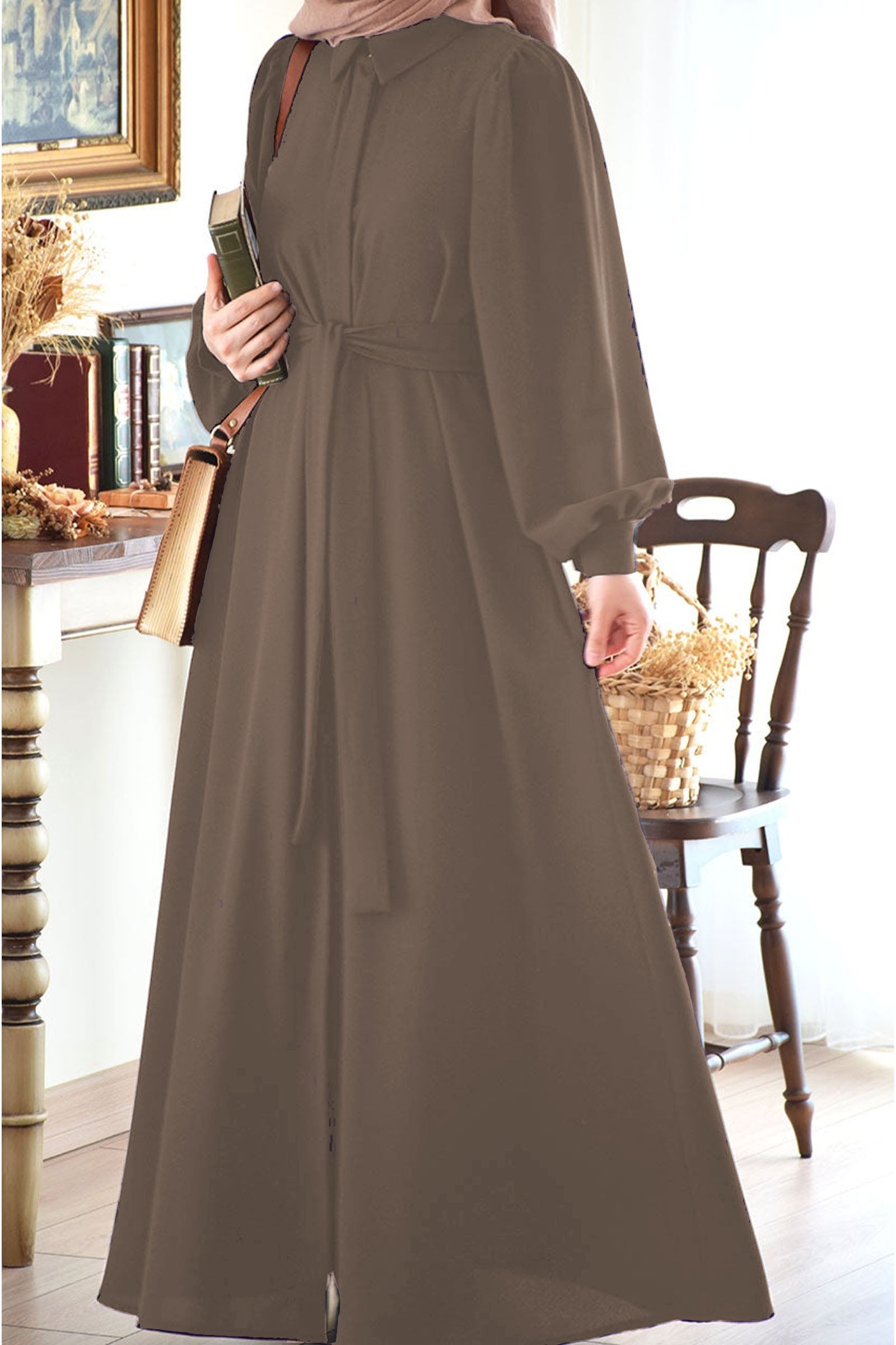 Collar Zipper Abaya - TwinkleLand